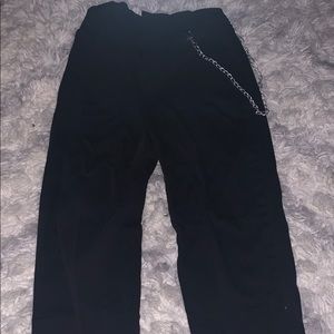 Black Cargo Pants with Chain